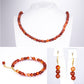 Conjunto de Prata com Banho de Ouro com Ágata Vermelha ( Colar+Brincos+Pulseira )