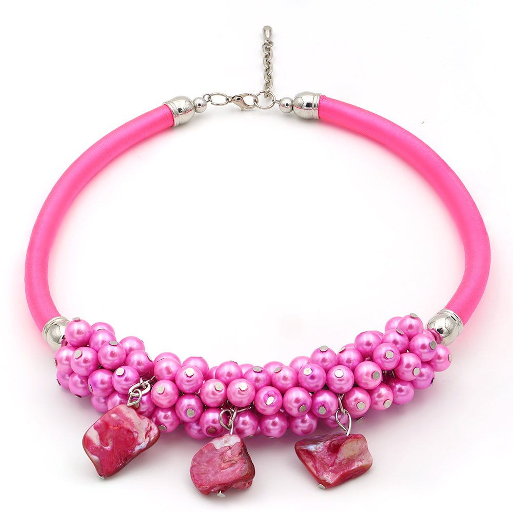 Conjunto com Concha e Cristal Emporia® Rosa ( Colar+Brincos+Pulseira ) 4 