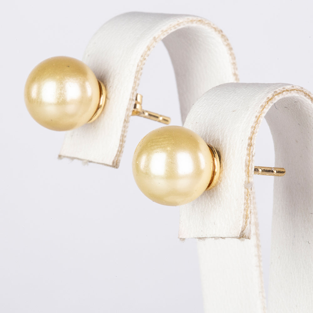 Conjunto de Prata com Banho de Ouro com Pérola Dourada do Mar do Sul ( Colar+Brincos+Pulseira ) 2 