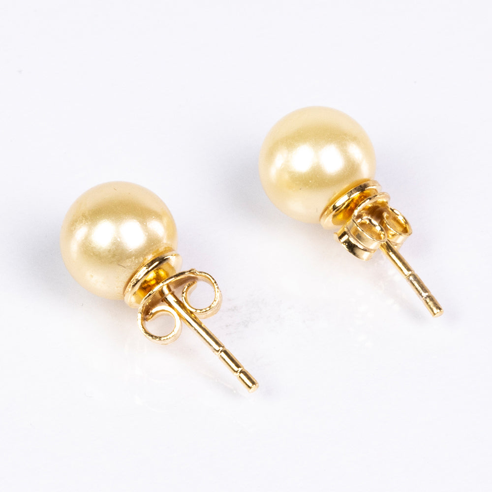 Conjunto de Prata com Banho de Ouro com Pérola Dourada do Mar do Sul ( Colar+Brincos+Pulseira ) 5 