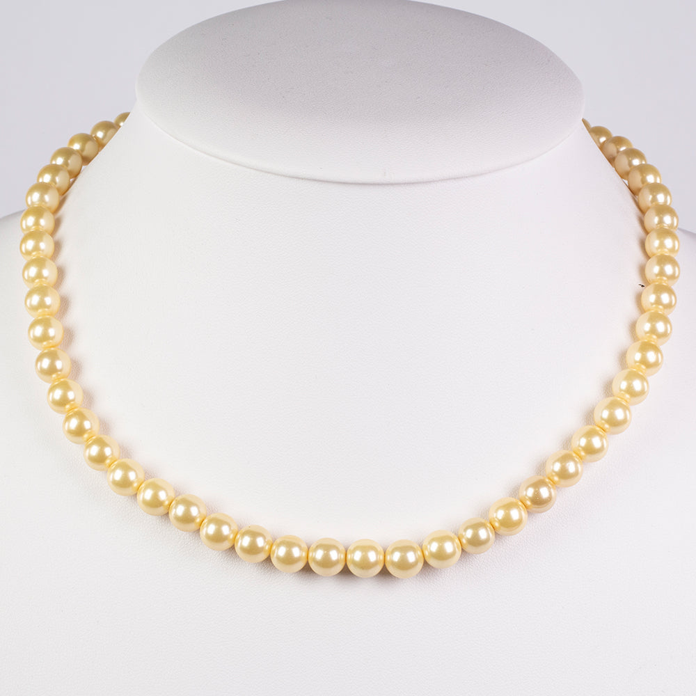 Conjunto de Prata com Banho de Ouro com Pérola Dourada do Mar do Sul ( Colar+Brincos+Pulseira )