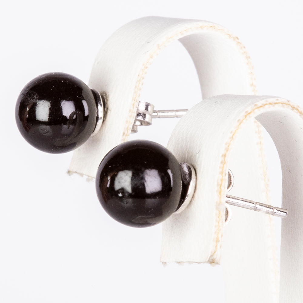 Conjunto de Prata com Pérola Preta de Água Doce ( Colar+Brincos+Pulseira )