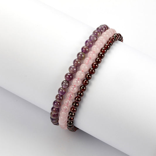 Conjunto com Ametista e Quartzo Rosa ( Pulseira )