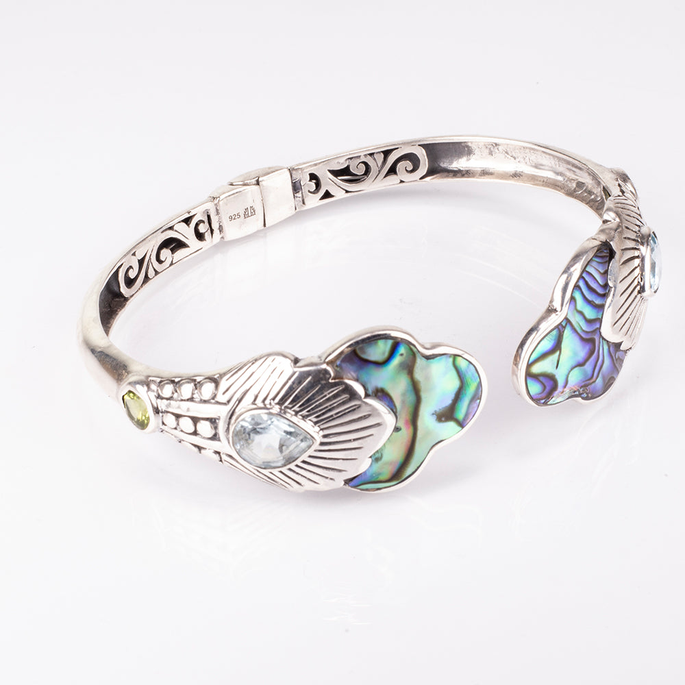 Pulseira de Prata com Concha Abalone e Lápis-lazúli  Contraste: Cabeca de Veado (800) 3 