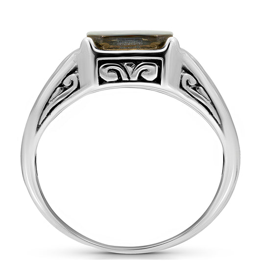 Anel de Prata com Concha Abalone  Contraste: Cabeca de Veado (800)