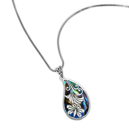 Pendente de Prata com Concha Abalone  Contraste: Cabeca de Veado (800)
