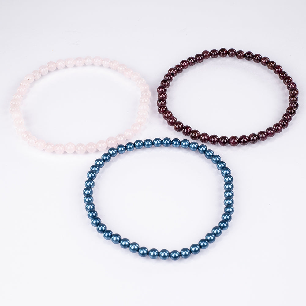 Conjunto com Quartzo Rosa e Granada Vermelha ( Pulseira )