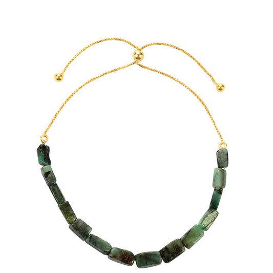 Pulseira de Prata com Banho de Ouro com Esmeralda do Brasil