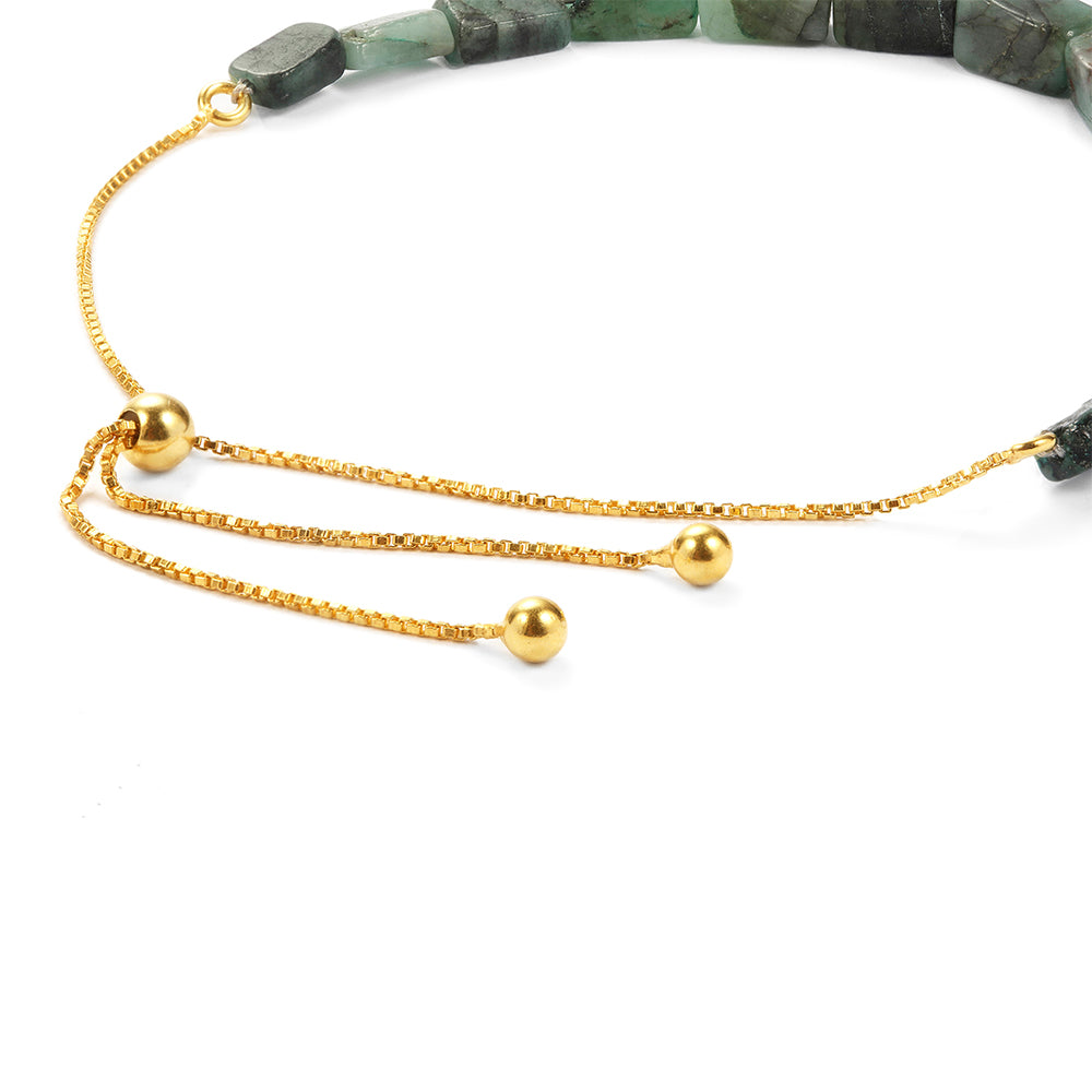 Pulseira de Prata com Banho de Ouro com Esmeralda do Brasil