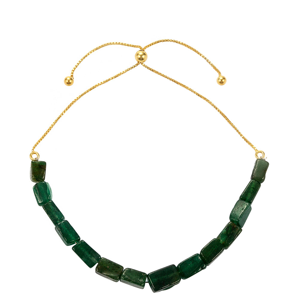 Pulseira de Prata com Banho de Ouro com Aventurina Verde