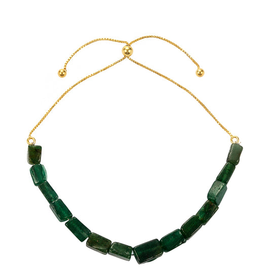 Pulseira de Prata com Banho de Ouro com Aventurina Verde