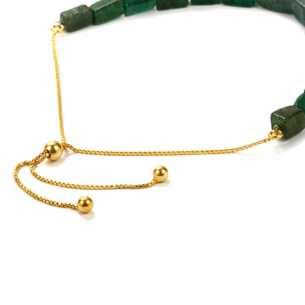 Pulseira de Prata com Banho de Ouro com Aventurina Verde 3 