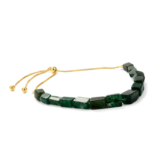 Pulseira de Prata com Banho de Ouro com Aventurina Verde