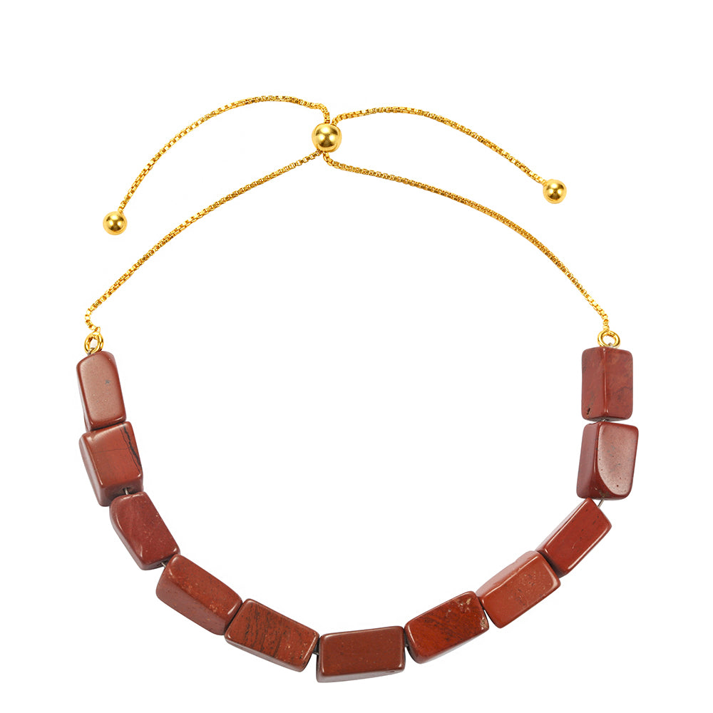 Pulseira de Prata com Banho de Ouro com Jaspe Vermelho 2 