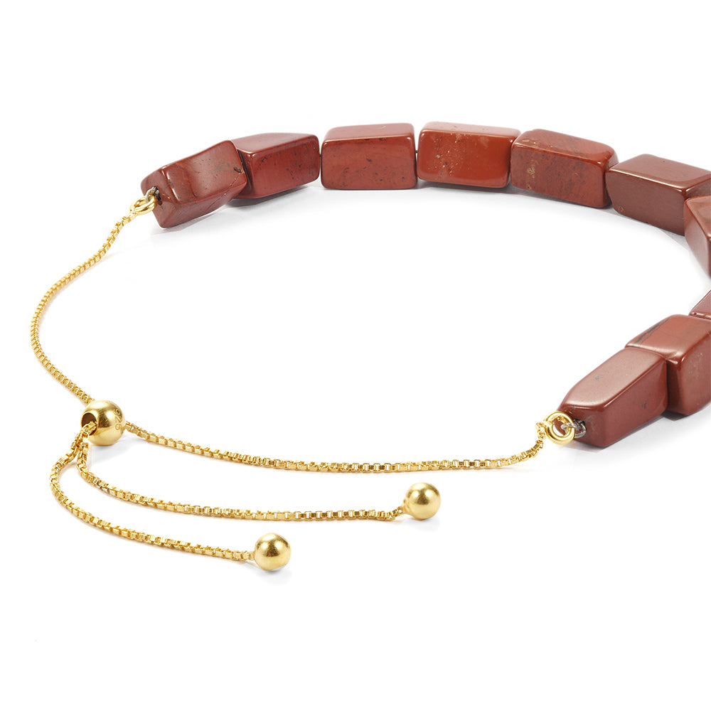 Pulseira de Prata com Banho de Ouro com Jaspe Vermelho