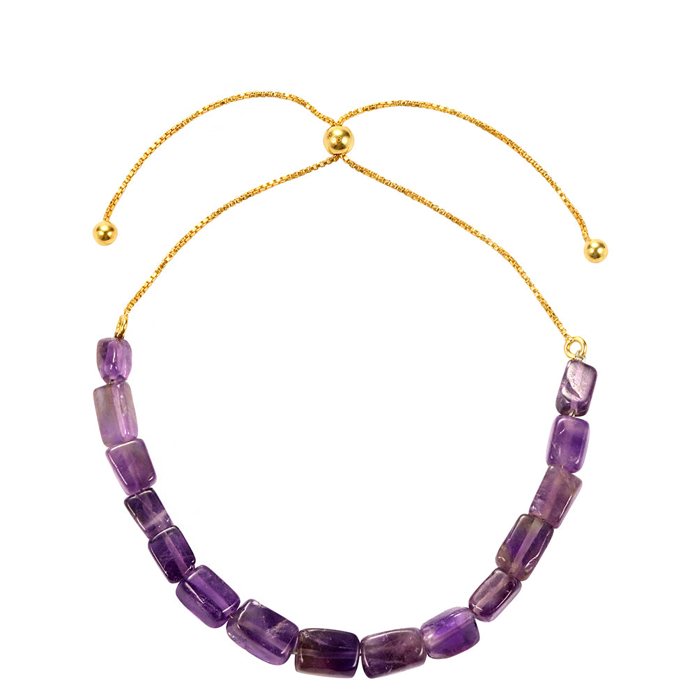 Pulseira de Prata com Banho de Ouro com Ametista do Brasil