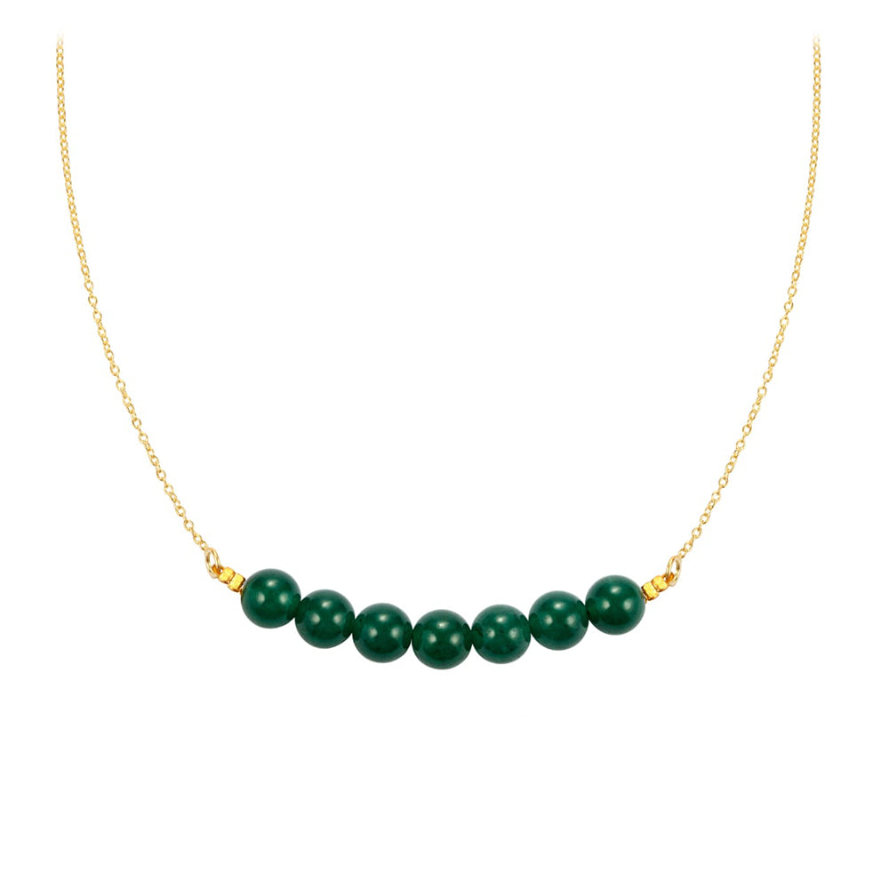 Colar de Prata com Banho de Ouro com Jade Verde
