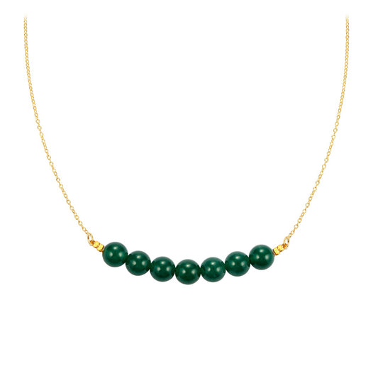 Colar de Prata com Banho de Ouro com Jade Verde