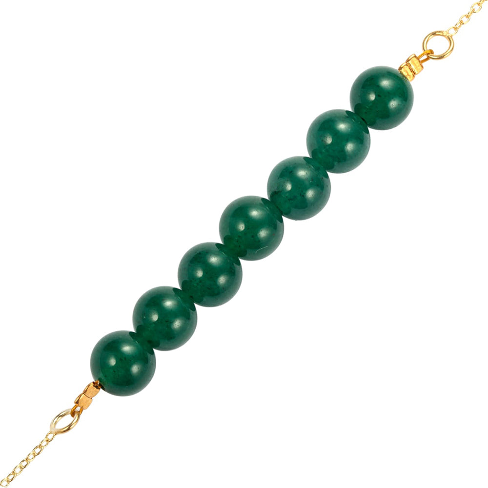 Colar de Prata com Banho de Ouro com Jade Verde