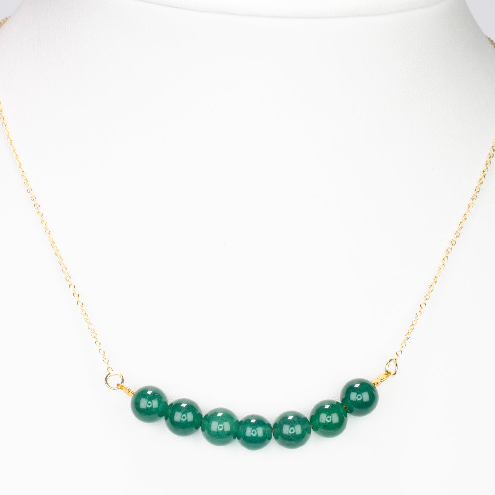 Colar de Prata com Banho de Ouro com Jade Verde 5 