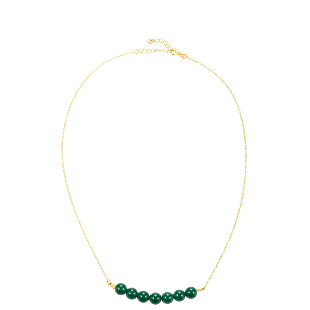 Colar de Prata com Banho de Ouro com Jade Verde