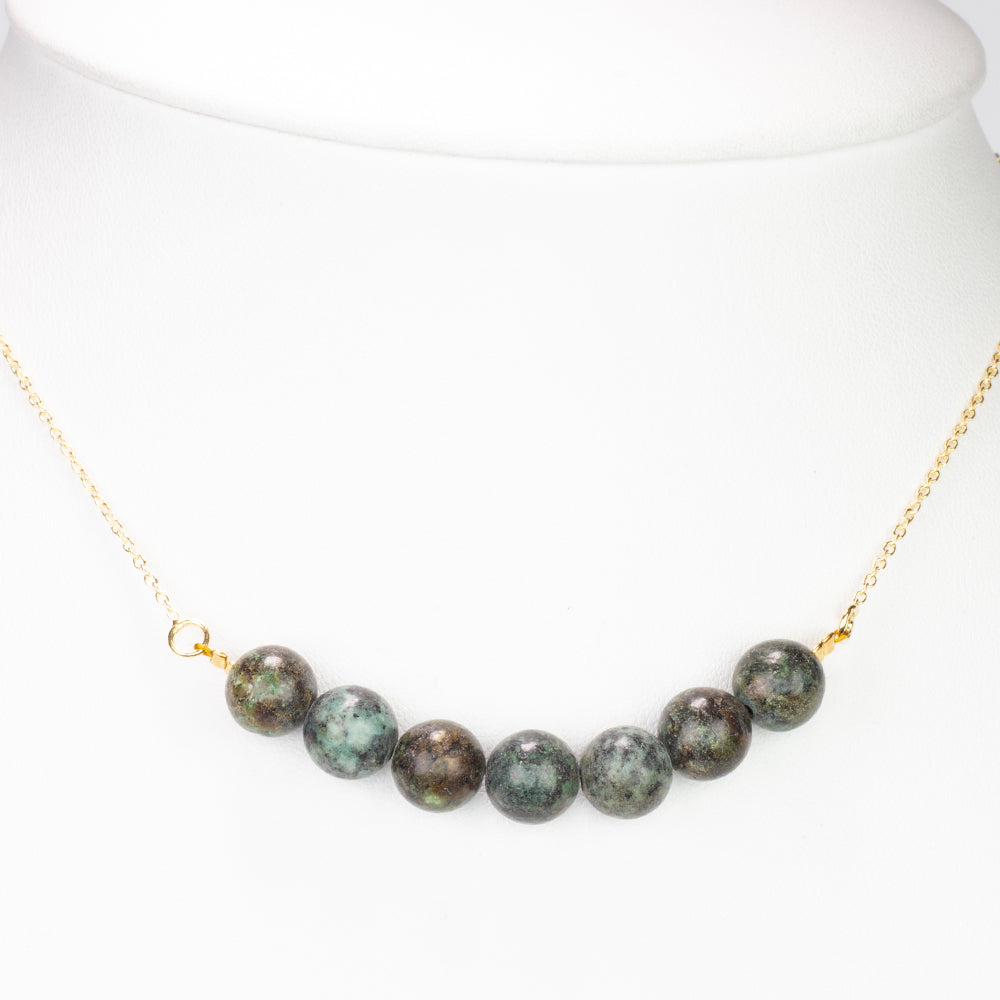 Colar de Prata com Banho de Ouro com Turquesa