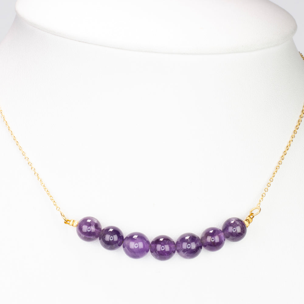 Colar de Prata com Banho de Ouro com Ametista do Brasil