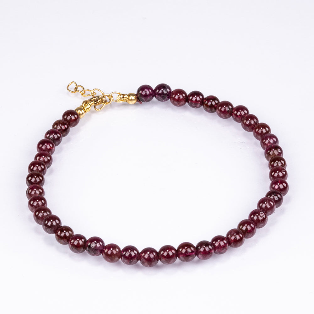 Pulseira de Prata com Banho de Ouro com Granada Vermelha 1 