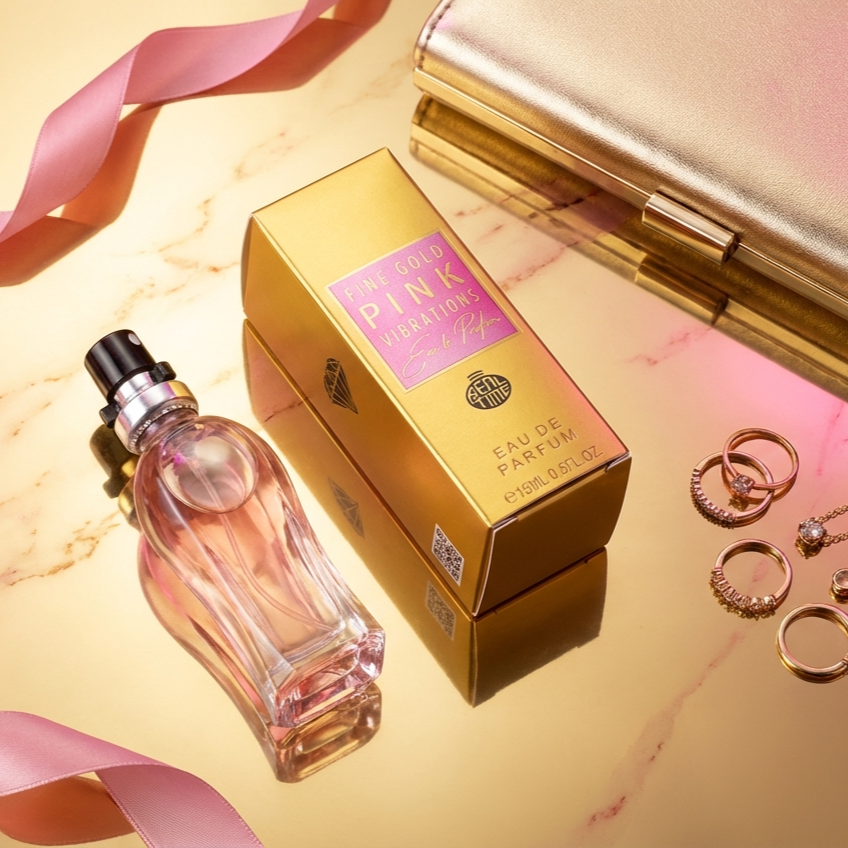 15ml EDP «FINE GOLD PINK VIBRATIONS» - frutado - fragrância cítrica