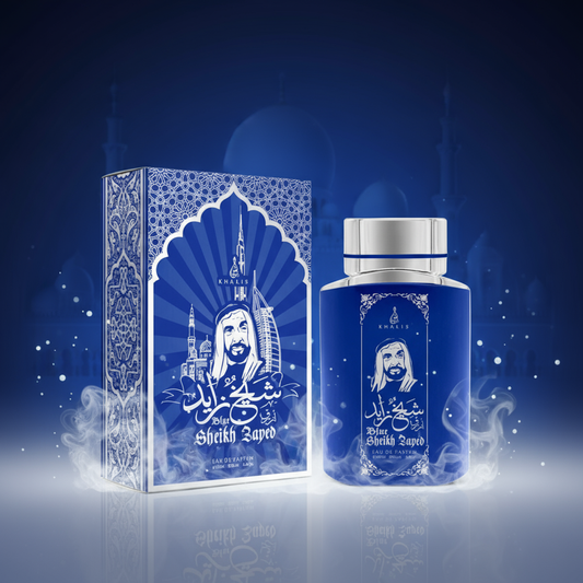 100 ml de Eau de Perfume SHEIKH ZAYED BLUE Fragrância de Oud Almiscarada para Homem