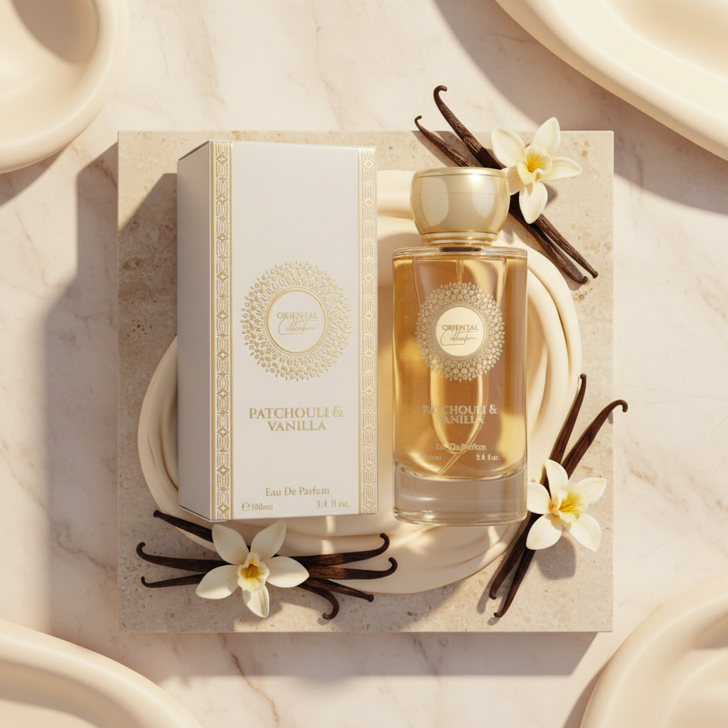 100 ml EDP PATCHOULI & Baunilha Fragrância feminina oriental amadeirada, elegante e aromática