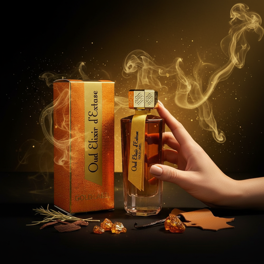 "Oud Elixir d’Extase Gold Label" EDP 100 ml – fragrância amadeirada-chipre