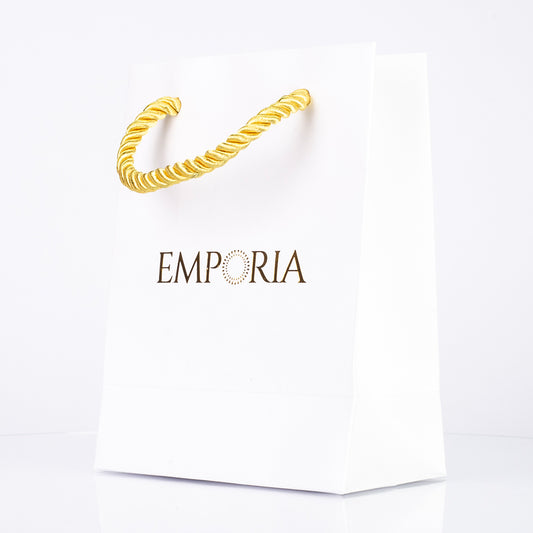 Elegante Saco de Papel Branco Emporia, 22x15x6 cm