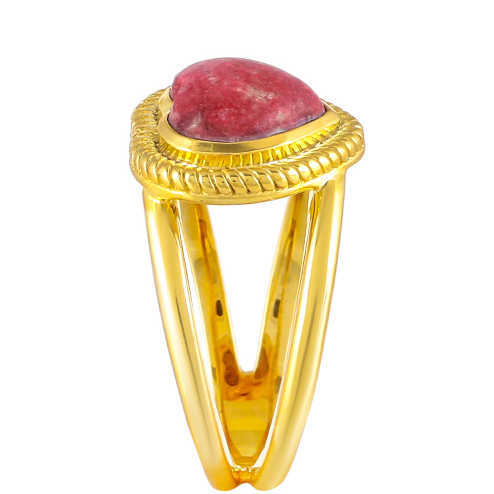 Anel de Prata com Banho de Ouro com Thulite  Contraste: Cabeca de Veado (800) 3 