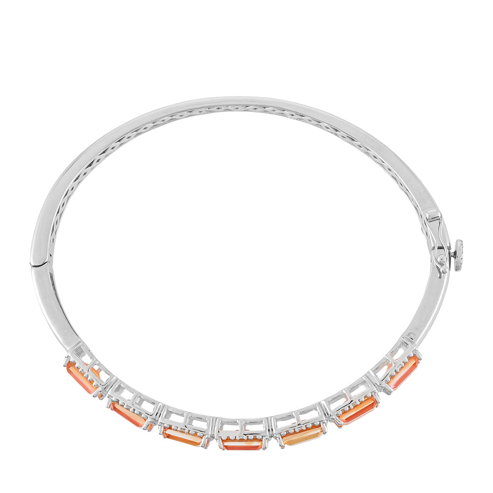 Pulseira de Prata com Quartzo Padparadscha e Topázio Branco  Contraste: Cabeca de Veado (800) 2 