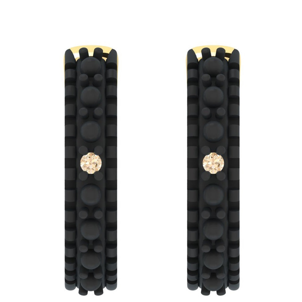 Brincos de Prata com Banho de Ouro com Diamante Champanhe