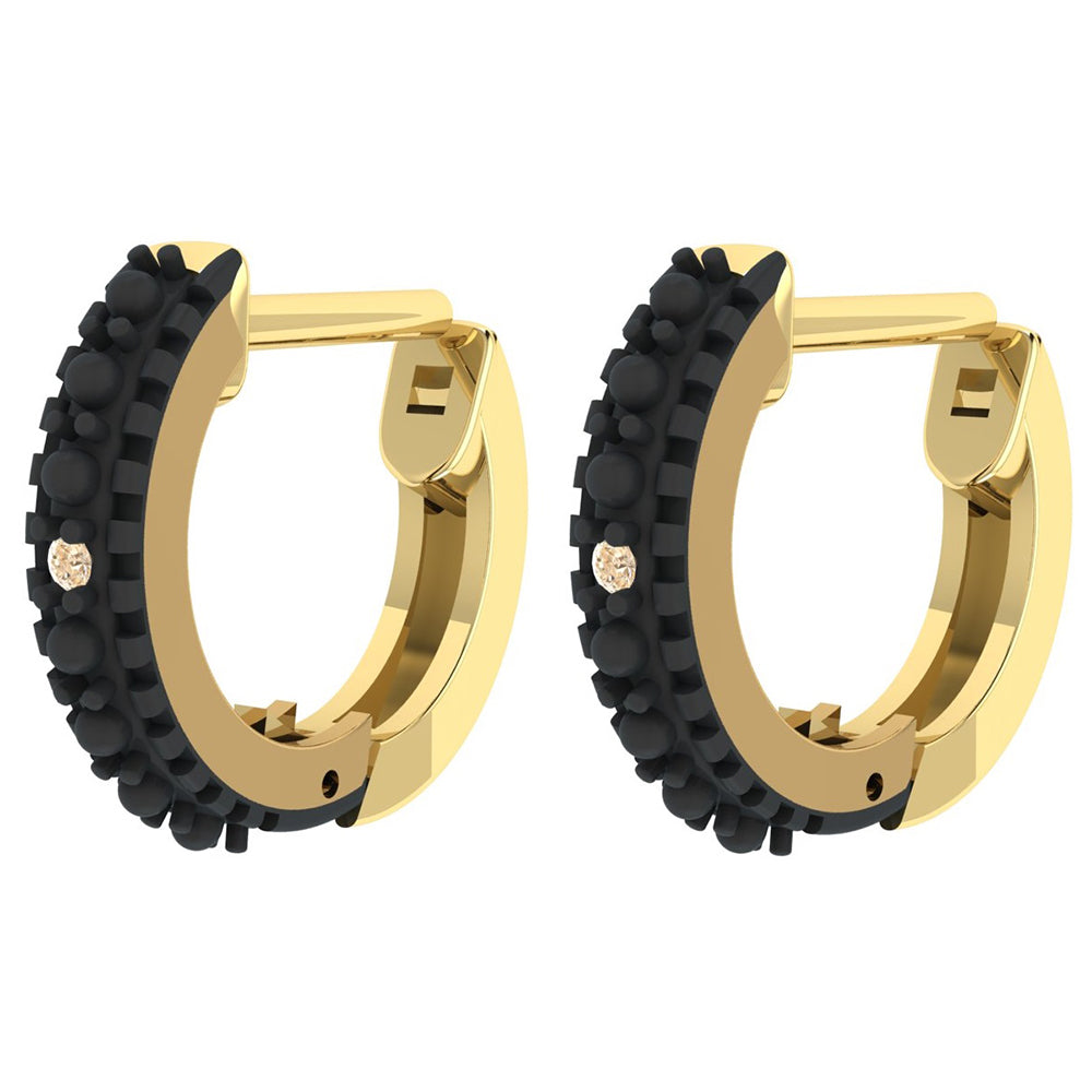 Brincos de Prata com Banho de Ouro com Diamante Champanhe 6 