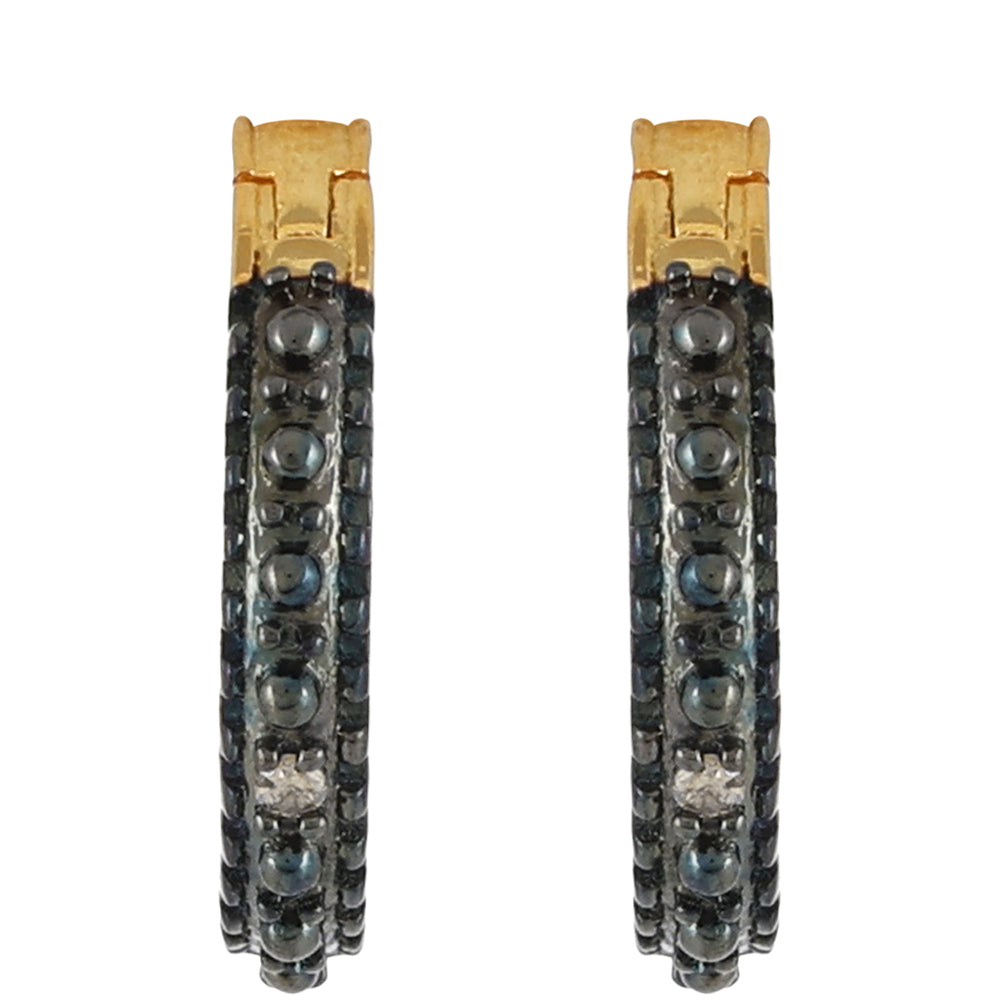 Brincos de Prata com Banho de Ouro com Diamante Champanhe 2 