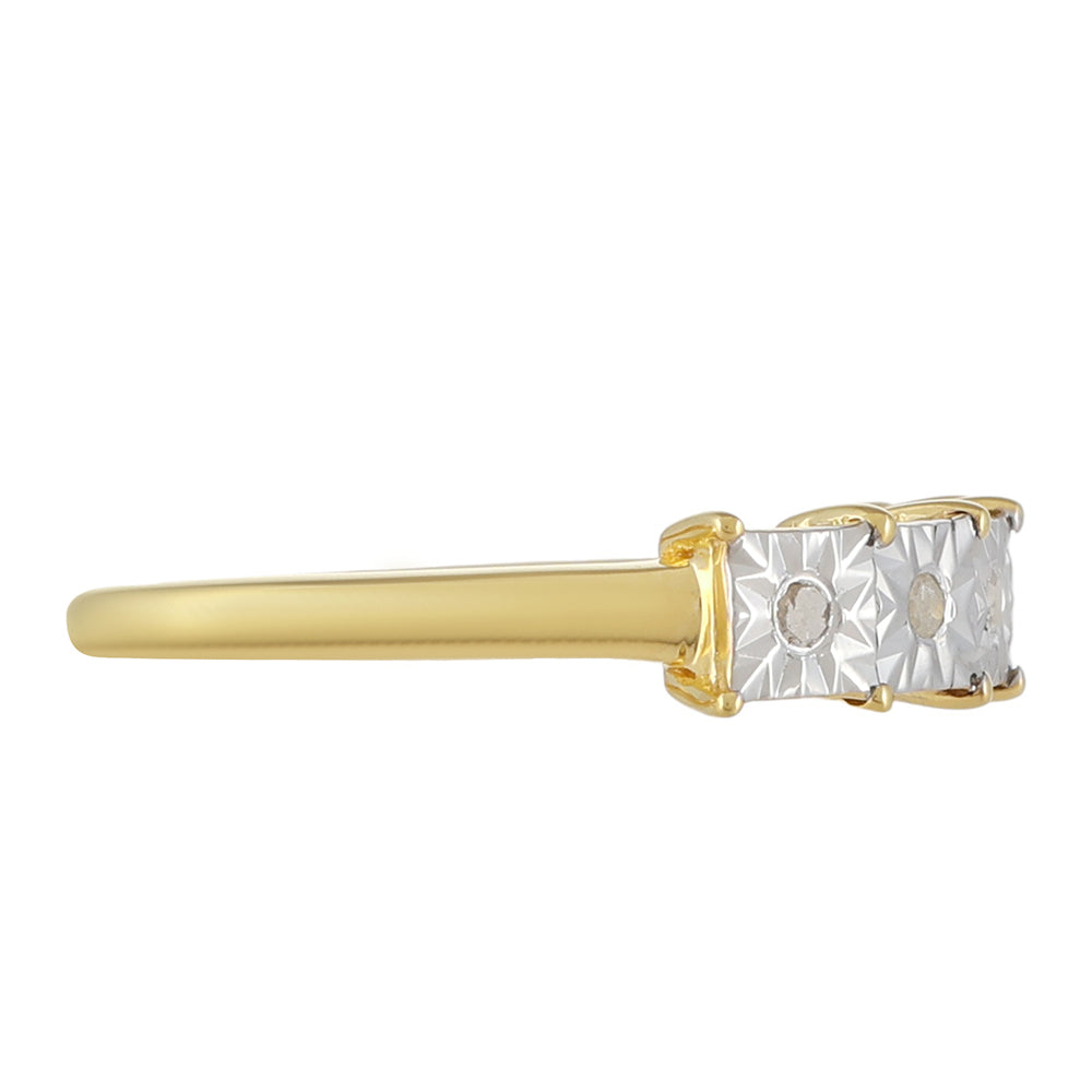 Conjunto de Prata com Banho de Ouro com Diamante Branco ( Brincos+Anel )  Contraste: Cabeca de Veado (800)