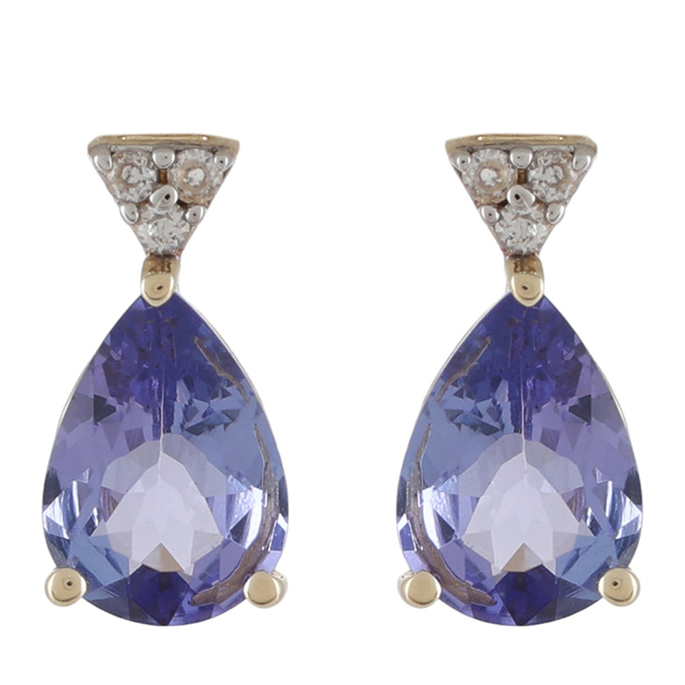 Brincos de Ouro com Tanzanite e Zircão Natural  Contraste: Cruz missionária