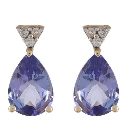 Brincos de Ouro com Tanzanite e Zircão Natural  Contraste: Cruz missionária