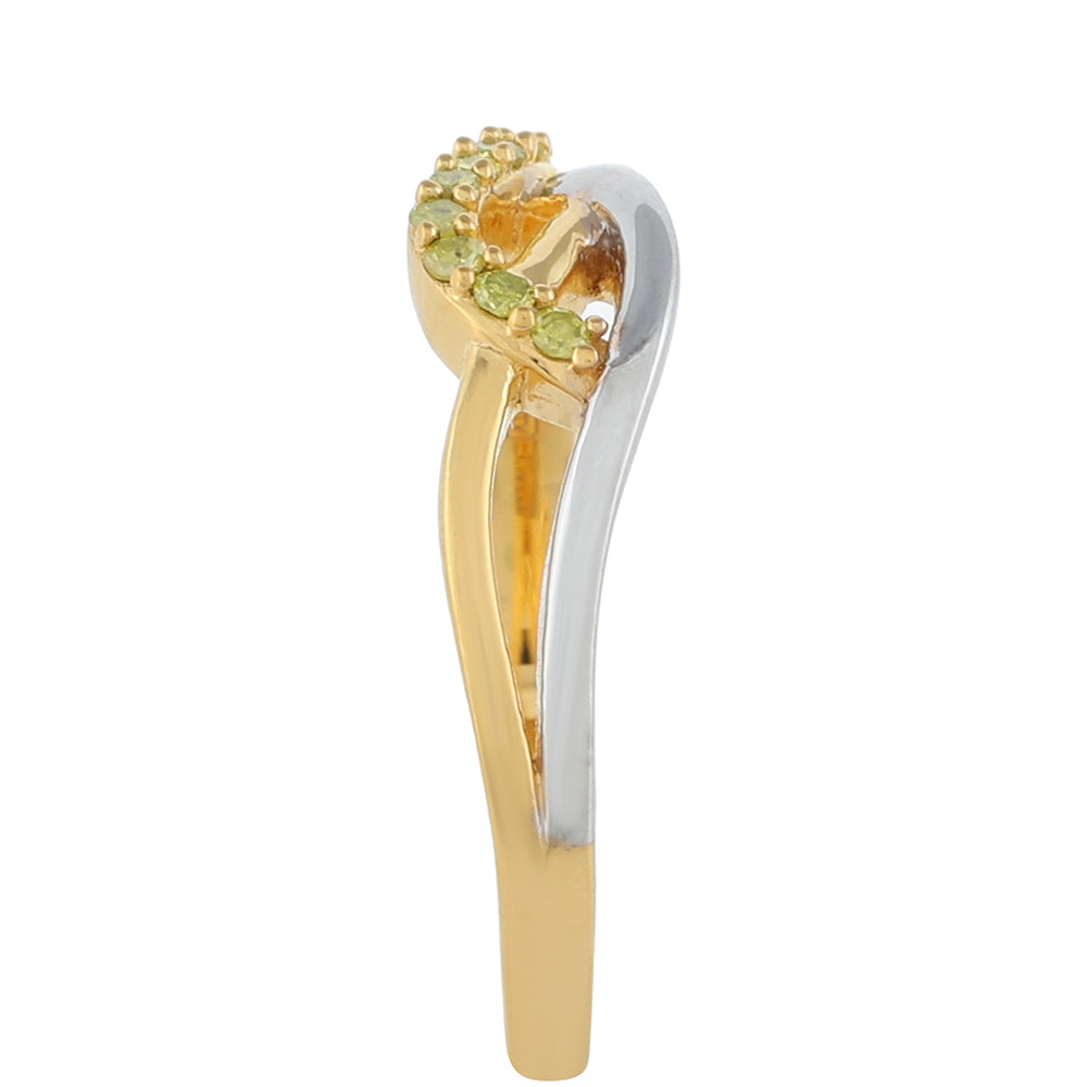 Anel de Prata com Banho de Ouro com Diamante Verde Veronese 3 