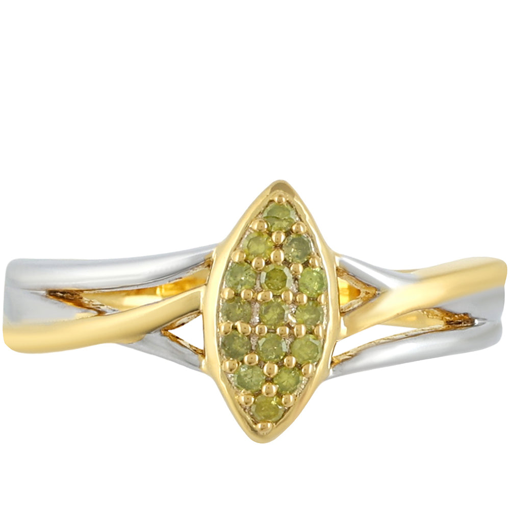 Anel de Prata com Banho de Ouro com Diamante Verde Veronese 1 