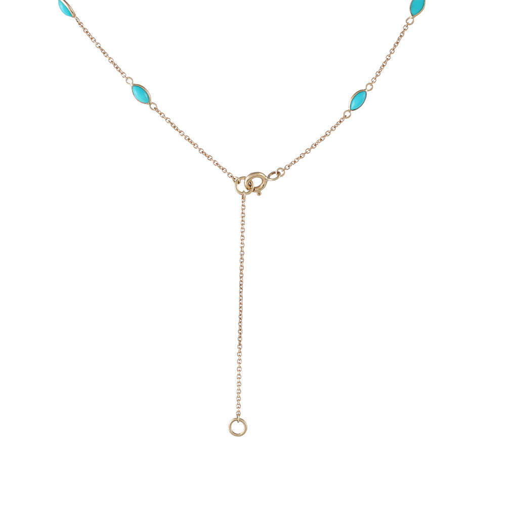 Colar de Ouro com Turquesa Bela Adormecida  Contraste: Cruz missionária 2 