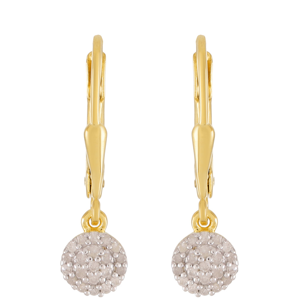 Brincos de Prata com Banho de Ouro com Diamante Branco