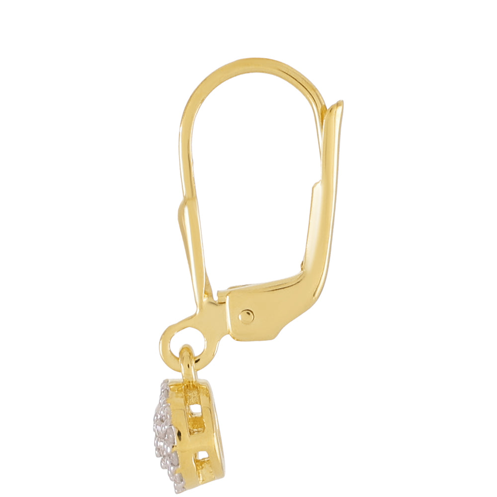 Brincos de Prata com Banho de Ouro com Diamante Branco