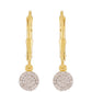Brincos de Prata com Banho de Ouro com Diamante Branco