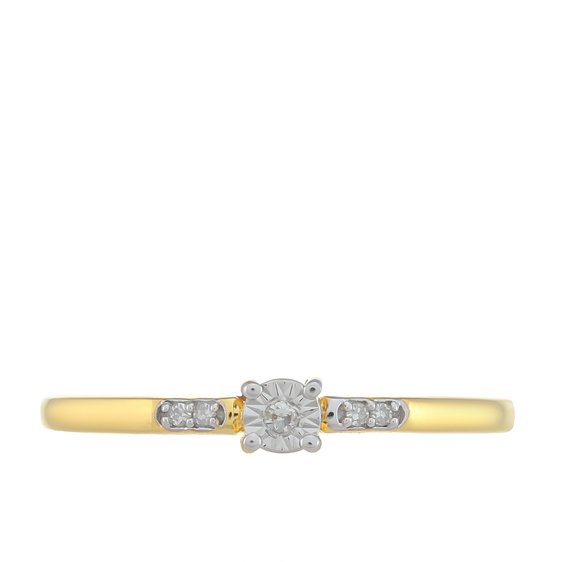 Anel de Prata com Banho de Ouro com Diamante Branco 1 