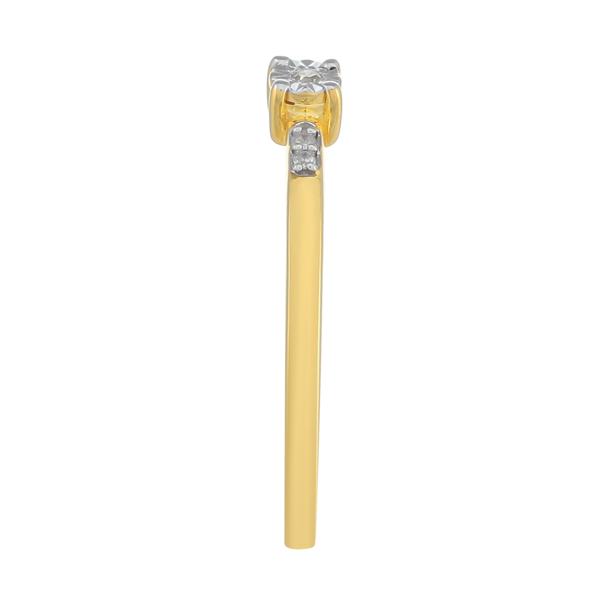 Anel de Prata com Banho de Ouro com Diamante Branco 3 