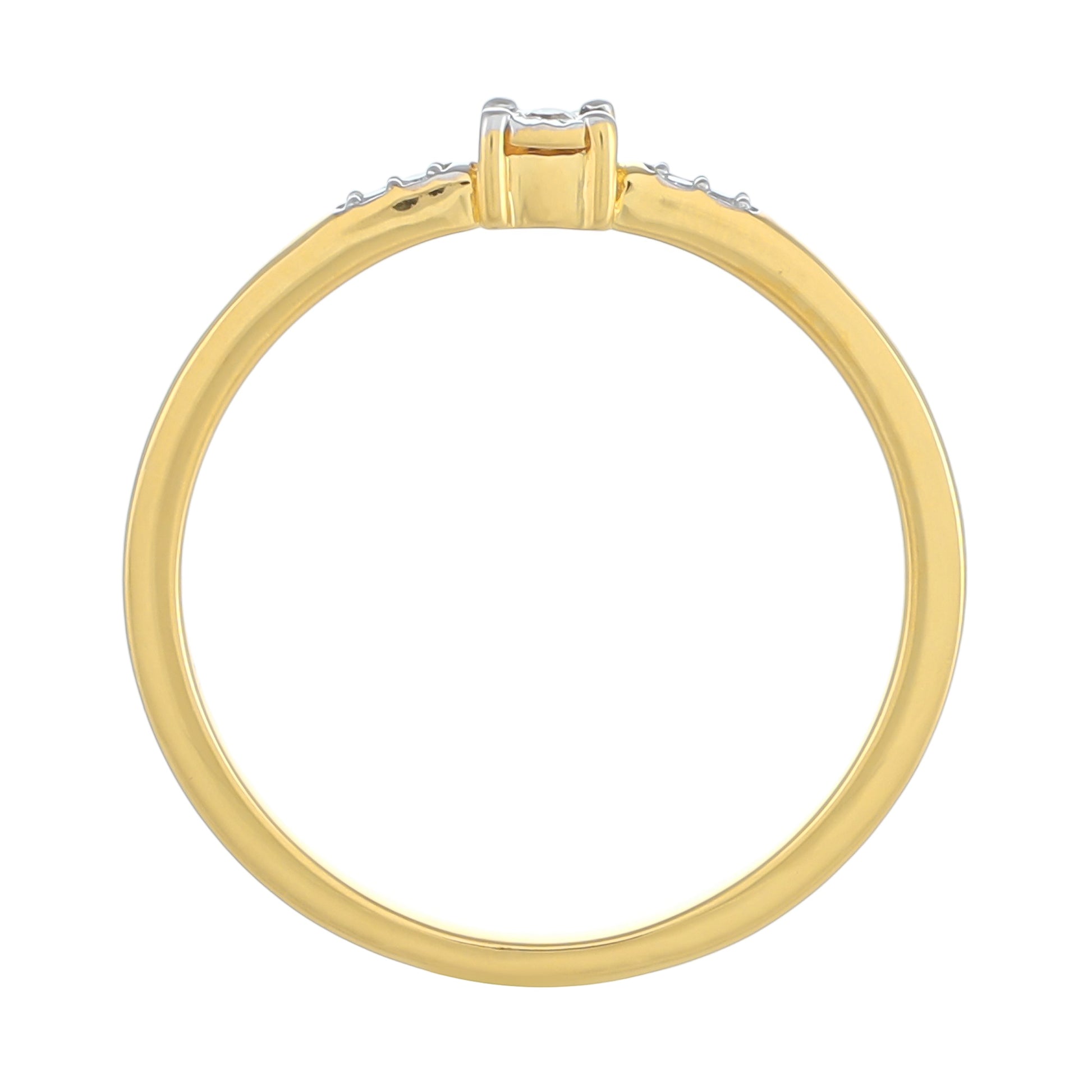Anel de Prata com Banho de Ouro com Diamante Branco 4 